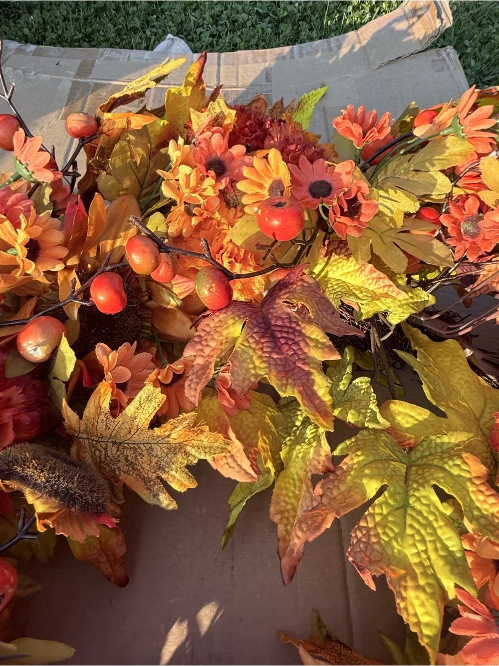 Autumn Harvest Orange Fall Wreath Balsam Hill Wreath Sunburst Mums Wreath